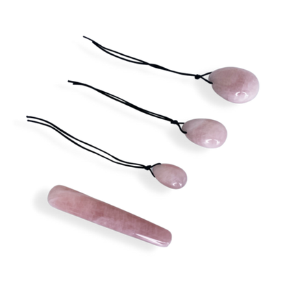 Harmonia- The Enlightenment and Healing Rose Quartz Egg Set and Clear