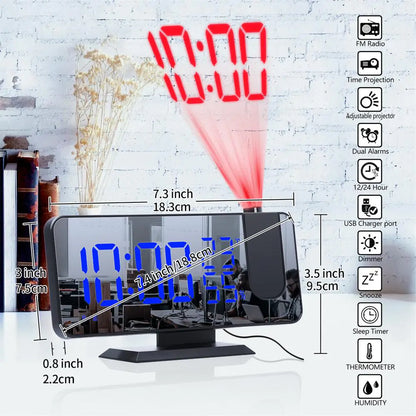 LED Digital Projection Alarm Clock Watch