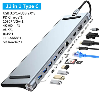 USB C Laptop Docking Station HUB To HDMI-compatible USB 3.0 Hub Adapter Type C HUB for MacBook Pro Lenovo ThinkPad HP Dell XPS