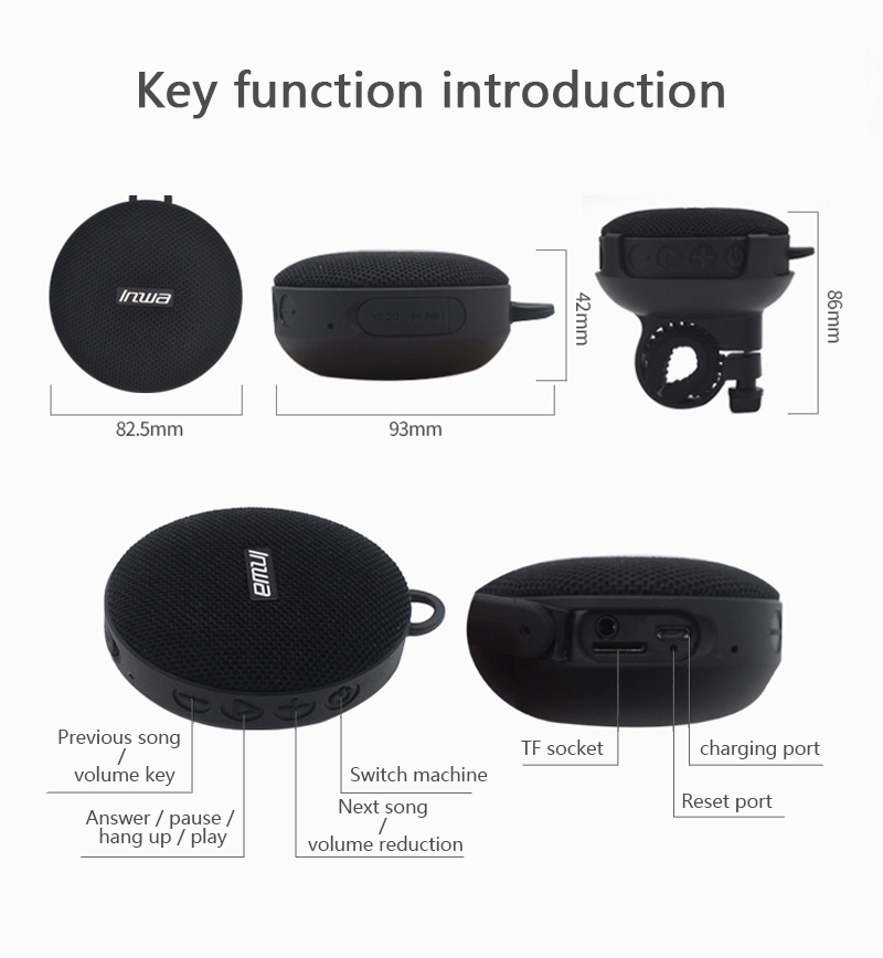 IPX7 Waterproof Portable Sport Bluetooth Speaker With Bike Mount