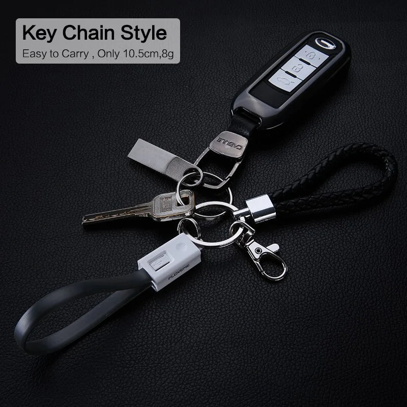 Mini KeyChain USB Cable: Lightning, Micro USB, Type C (iPhone, Samsung)