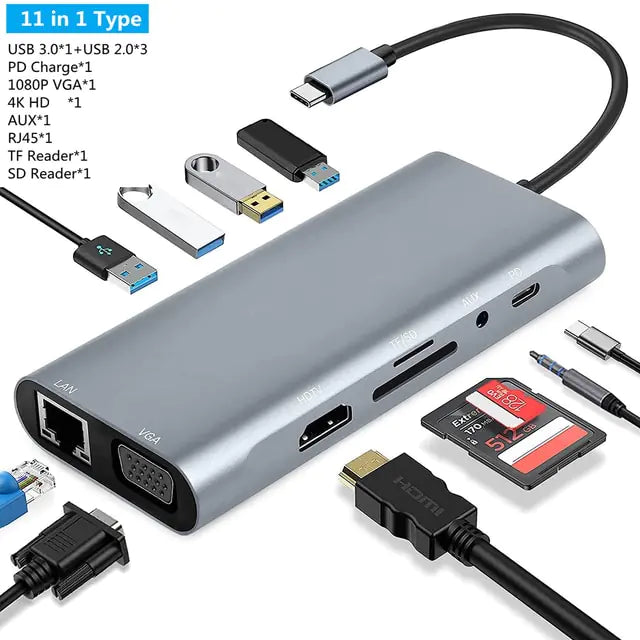 USB C Laptop Docking Station HUB To HDMI-compatible USB 3.0 Hub Adapter Type C HUB for MacBook Pro Lenovo ThinkPad HP Dell XPS