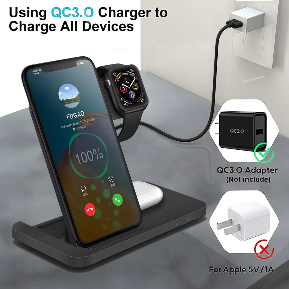 15W Qi Fast Charging Dock Station