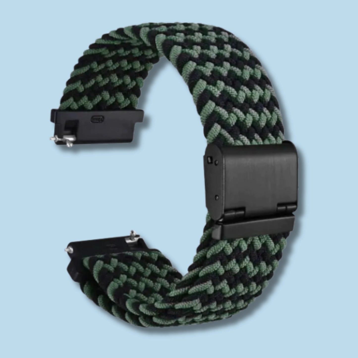 Black Green Braided Watch Band