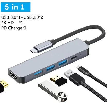 USB C Laptop Docking Station HUB To HDMI-compatible USB 3.0 Hub Adapter Type C HUB for MacBook Pro Lenovo ThinkPad HP Dell XPS