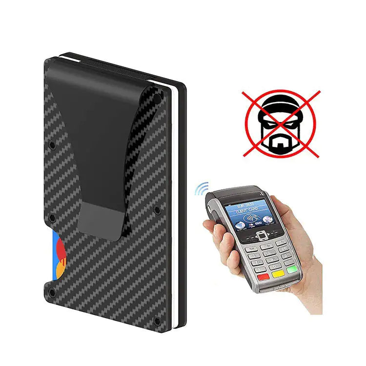 Customizable Metal Aluminum Carbon Fiber Wallet with Money Clip and RFID Card Holder