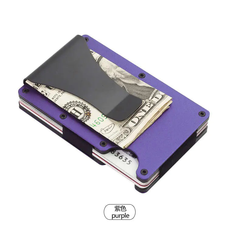 Customizable Metal Aluminum Carbon Fiber Wallet with Money Clip and RFID Card Holder